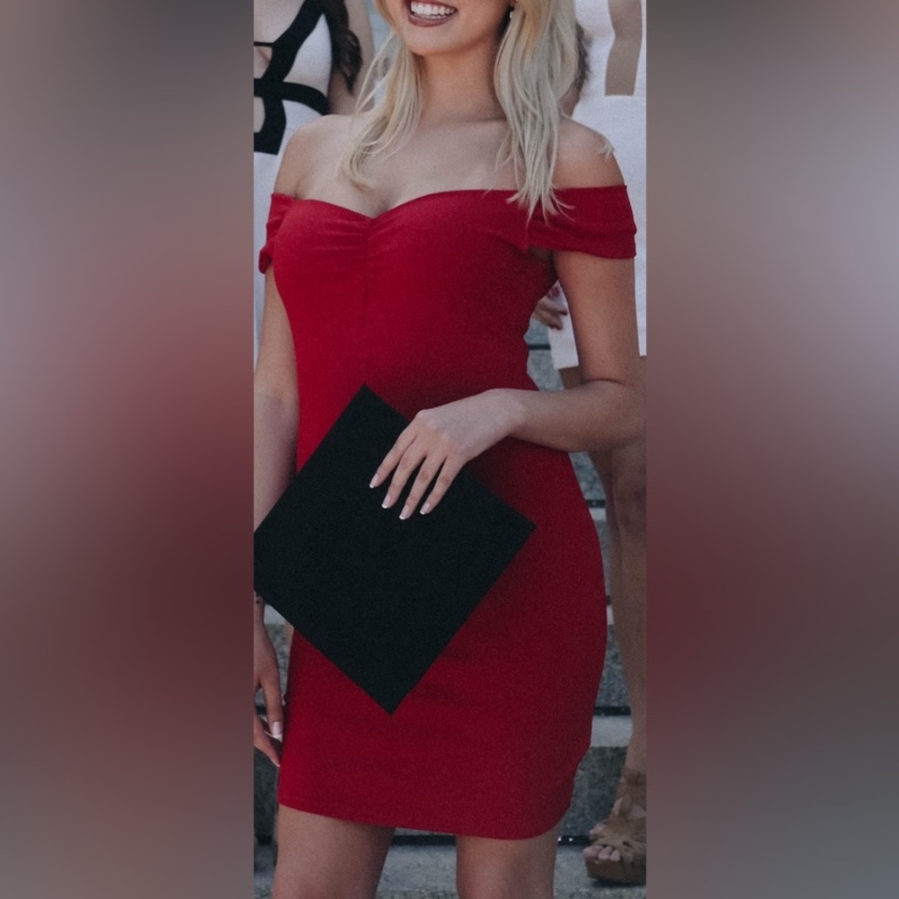 Red Off-the-Shoulders Dress